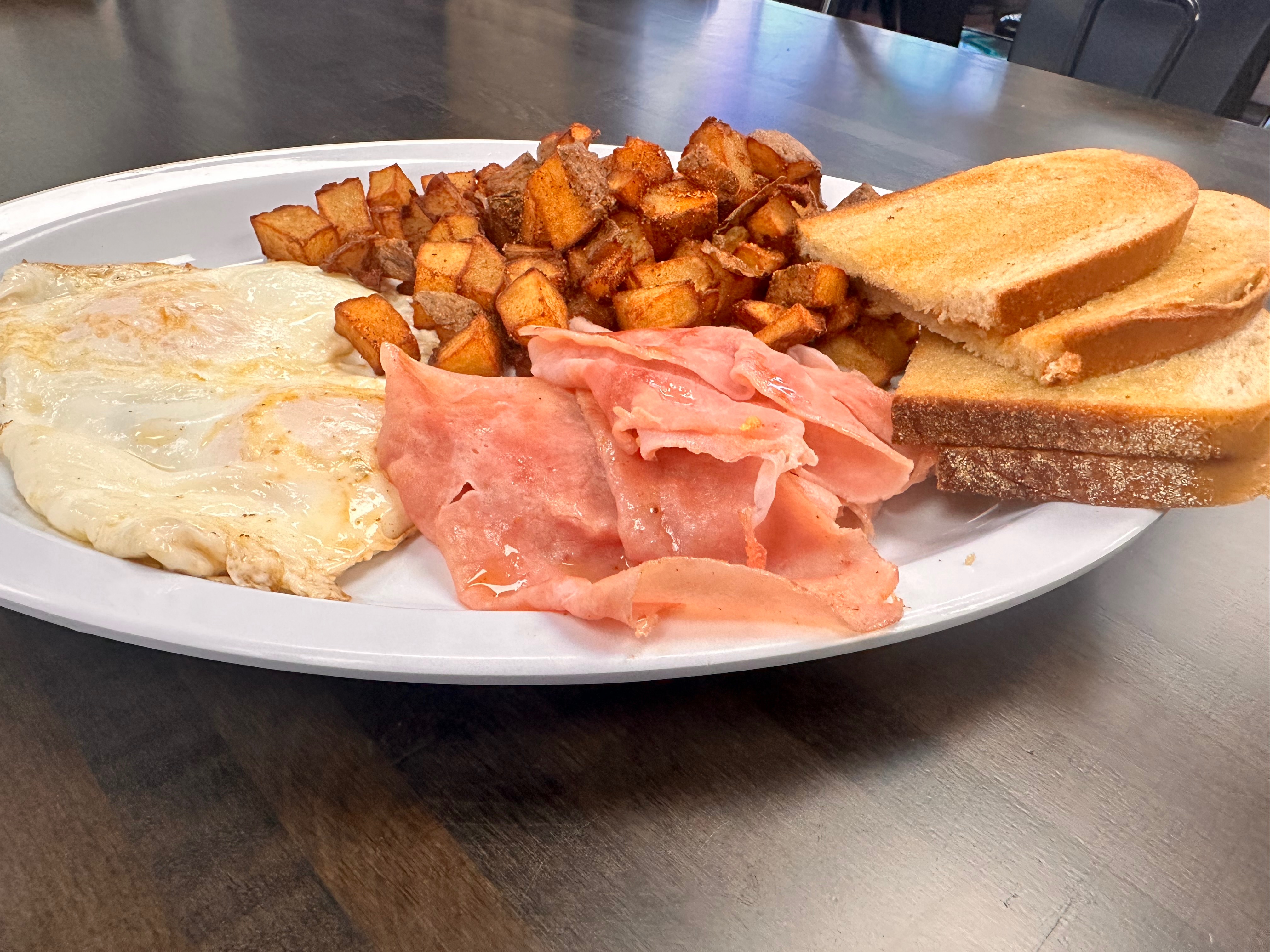 Eggs W/ Ham, Home Fries, Toast
