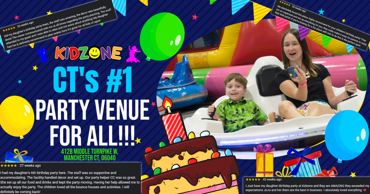 Welcome to Kidzone in Manchester CT. Filled with fun activities for kids of all ages to enjoy. We're a proud supporter of the 60 minutes of play a day in a clean and safe kids zone!!