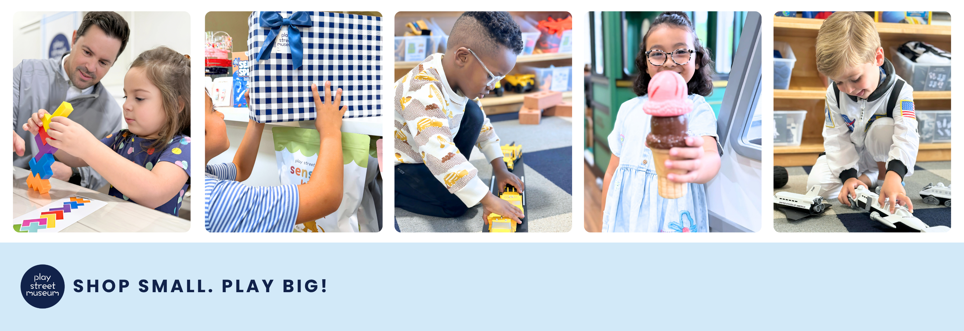 Play Street Museum play passes make the best gifts for the special little ones in your life!  Choose from a single visit or 5-visit pass.